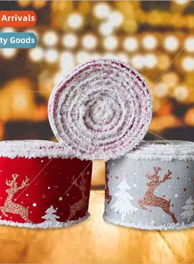Christmas Printed Ribbon Three Color Moose Morning Woven Rib