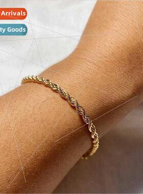 Twist Chain Bracelet Women Hip Hop Punk Gold Stainless Steel