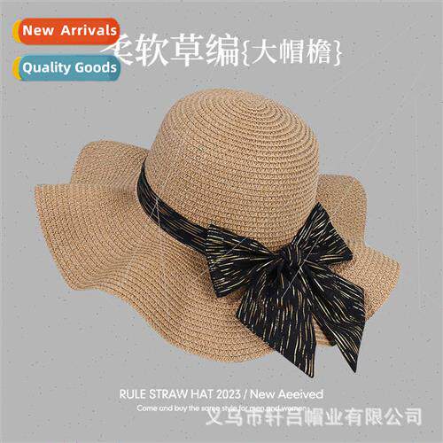 New bow tie webbing straw hat spring summer sunscreen sun ha