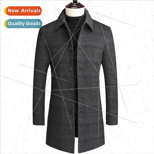 Autumn winter middle-aged wool coat men father installed woo