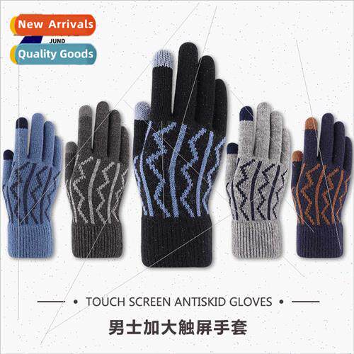 New knted winter touch screen gloves men thickened padded ja