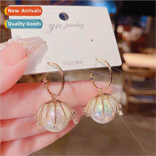 French bud pearl earrings women s925 silver pin hundred wh e