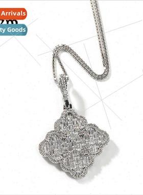 Europe new sweet full diamond four-leaf clover pendant femal