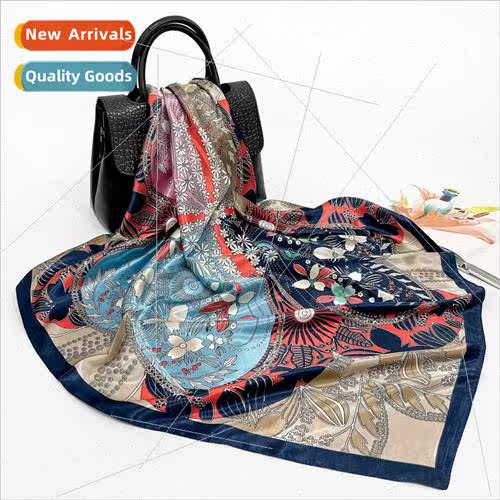 22 spring new simulation silk scarf satin female Europe Uned