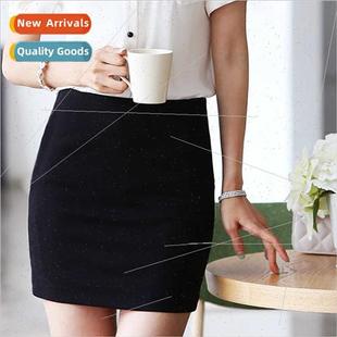 Spring Autumn Career Skirt Black High Waist One Step Skirt S