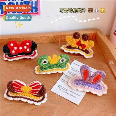Cute three-dimensional hairpin girl rabb ears wool knting ha
