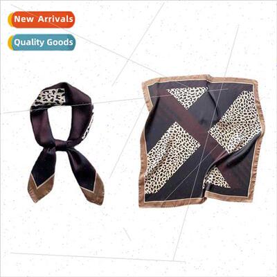 Leopard silk scarf female ins Korean fashion versatile sprin