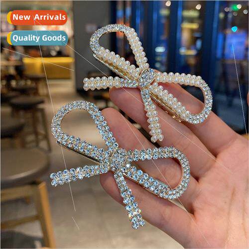 Faux pearl bow hairpin Korean ins hairpin girl side clip duc