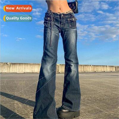 Y2K Retro Low Waist Jeans Vintage Chic Fairycore  Fl