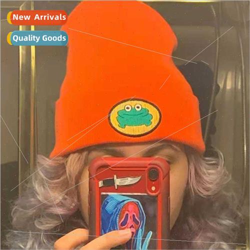 Cartoon frog wool cap parappa rapper knted cap set head warm