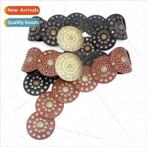 Vintage Round Hollow Embellished Dress y2k Belt che Europe V