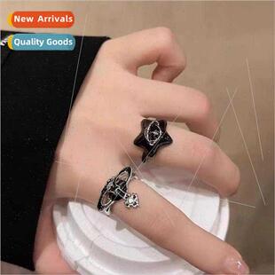 Vintage West Dowager dark star ring niche opening adjustable