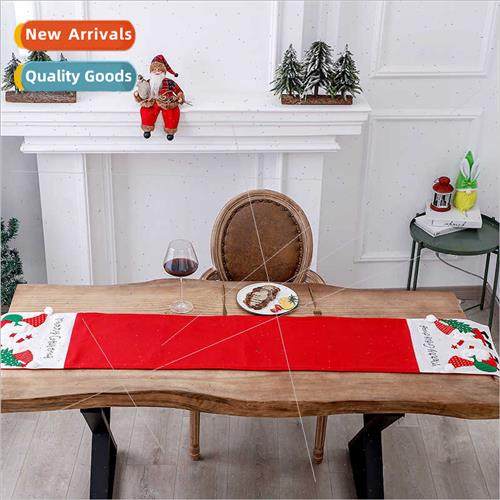 New Embroidery Santa Claus Table Flag Home Table Decoration