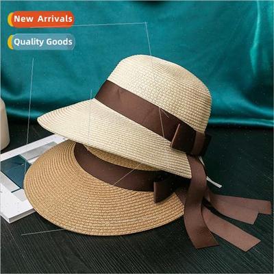 Hepburn summer vacation beach hat wide brim sunshade French