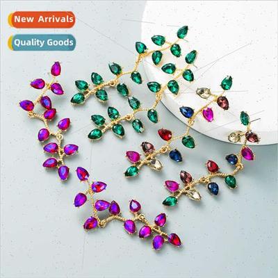 Fashion coloured diamonds alloy inlaid diamonds teardrop-sha