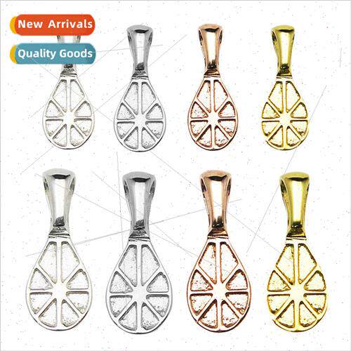 Korea 925 silver pendant empty tray DIY leaf shape pendant a