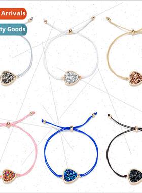 Korea Crystal Cluster Bracelet Peach Heart Multi-color Rope