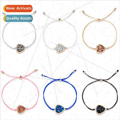 Korea Crystal Cluster Bracelet Peach Heart Multi-color Rope