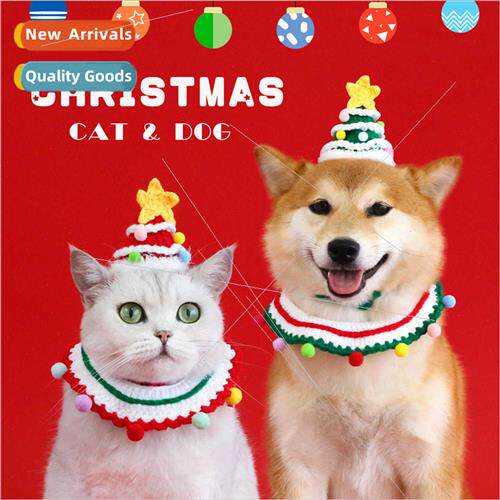 2023 Pet Knting Wool Christmas Bib Set Cat Dog Pentagram Col