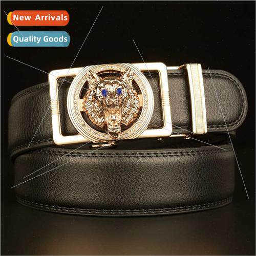 Fashion wolf head diamond automatic buckle belt men double-s
