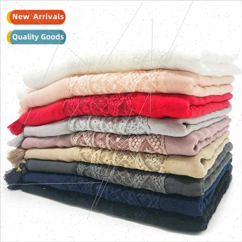 Soft breathable embroidery solid color cotton lace both ends