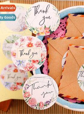 Round flowers thank you stickers baking gift packaging paper