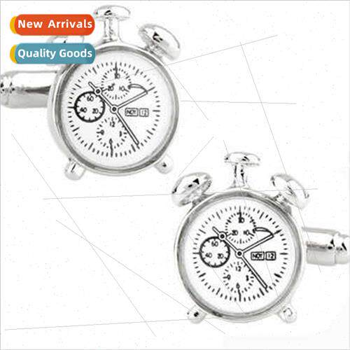Men women French cufflinks lver Alarm Clock Cufflinks Button