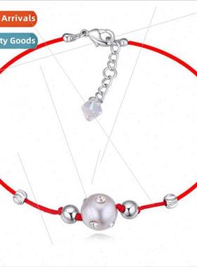Austrian crystal red rope pearl bracelet rose gold bracelet