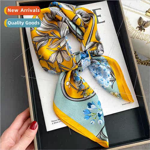 2022 Korean  new spring fall printing 70 silk square scarf f