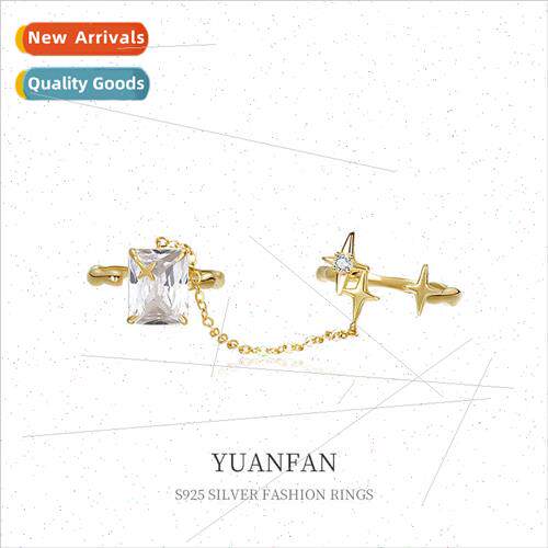 925 silver wh zirconia starburst chain ring female Europe in