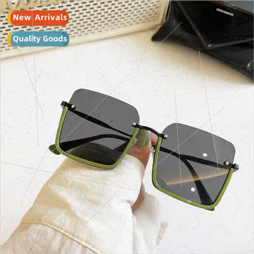 Lower half frame oversized frame sunglasses female large fac