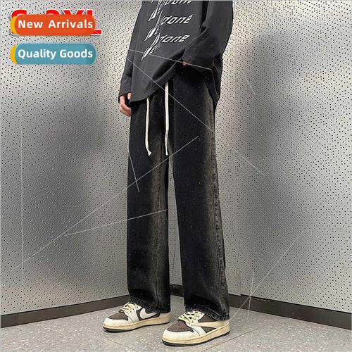 jeans men 2023 spring autumn loose gradient color wide-leg h
