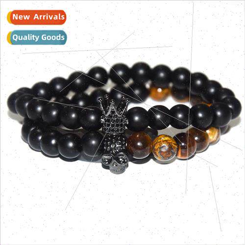 2020 New Tiger Eye String Accessories Crown Bracelet 2pcs Sk