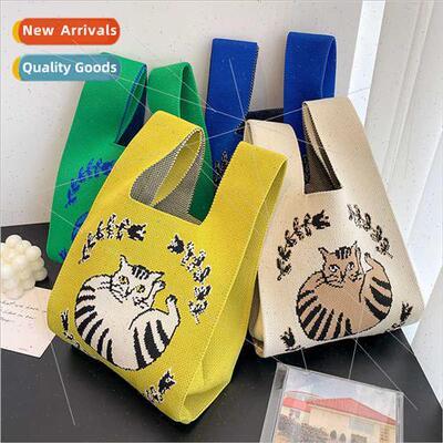 New Japan Korea wool knted handbag bag student box lunch bag
