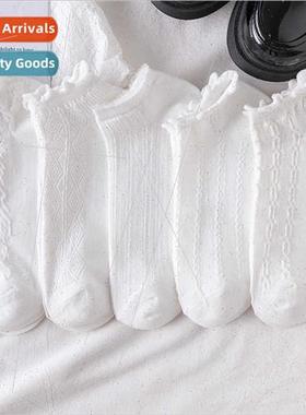 Wooden ear edge whe boat socks Japanese solid color mesh twi