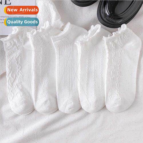 Wooden ear edge whe boat socks Japanese solid color mesh twi