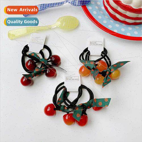 New leather bKorea cherry cute hair bgirls tie hair does not