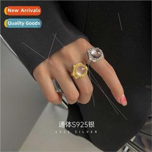 female wind Korea cold ins simple ring foil tin silver S925