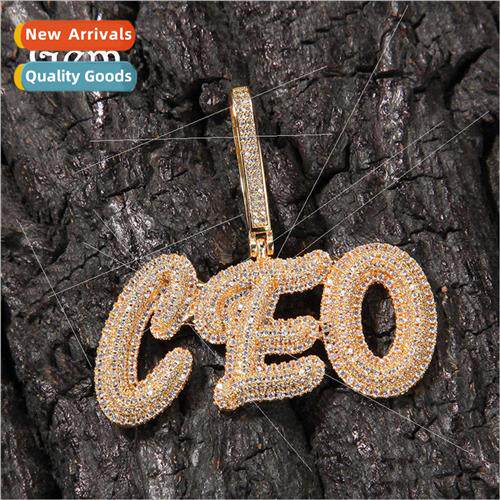 Hip Hop New gnature Letter Pendant Copper Set Zirconia Splic