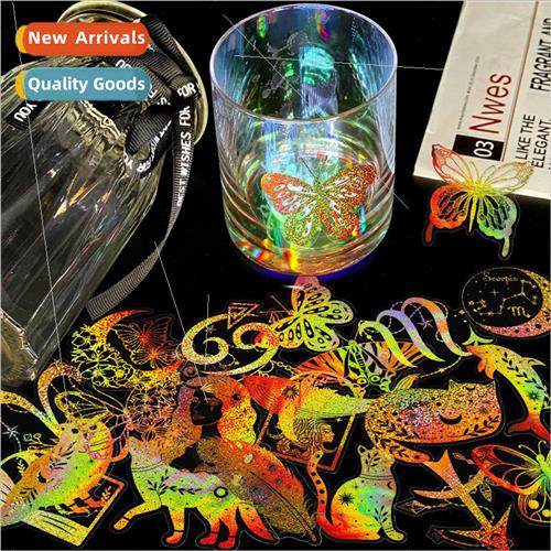 100 transparent laser stickers new PET creative diy retro la