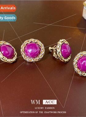 Earrings silver pin round metal chain earrings wh women