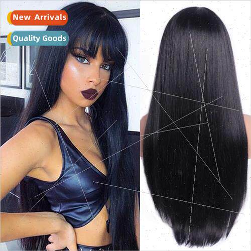 Overseas Europe wig female air bangs long rose net matte sil