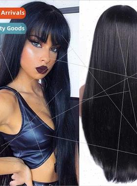 Overseas Europe wig female air bangs long rose net matte sil