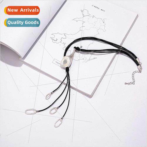 Necklace Europe alloy with diamonds short necklace with leat
