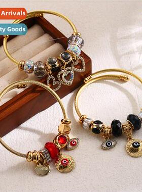 DIY Beaded Bracelet Devil Eye Love Pendant Bracelet Adjustab