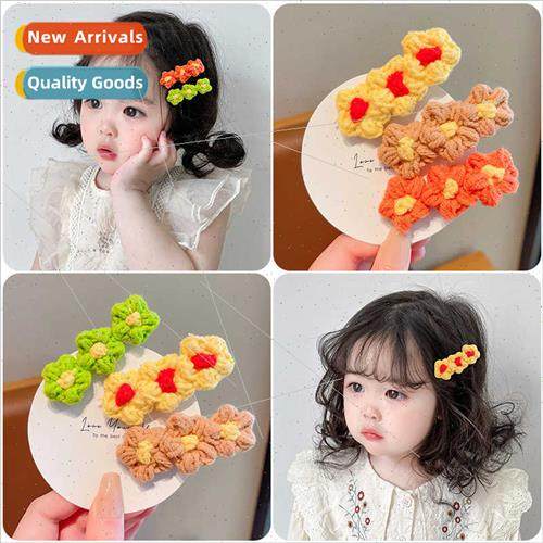 2023 fall new children girls wool flowers hair clips girls b