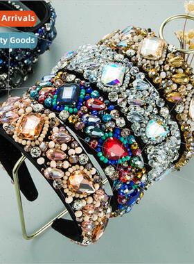 geometric ultra-flash glass diamond crystal fabric hair band
