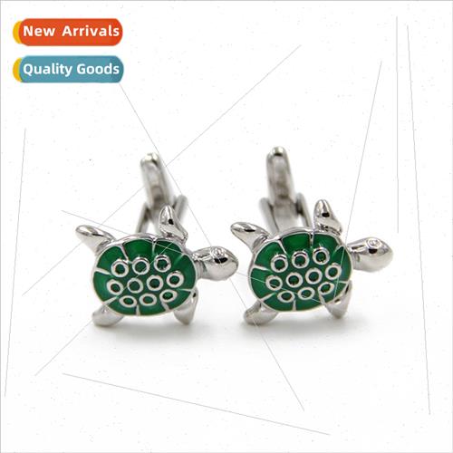 Animal Cufflinks Cute Turtle Green Round Cufflinks French Cu