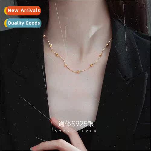 S925 silver round beads segmented splicing necklace female s
