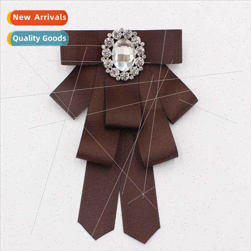 Black Threaded Fabric Fashion Diamond Encrusted Bow Tie Pin